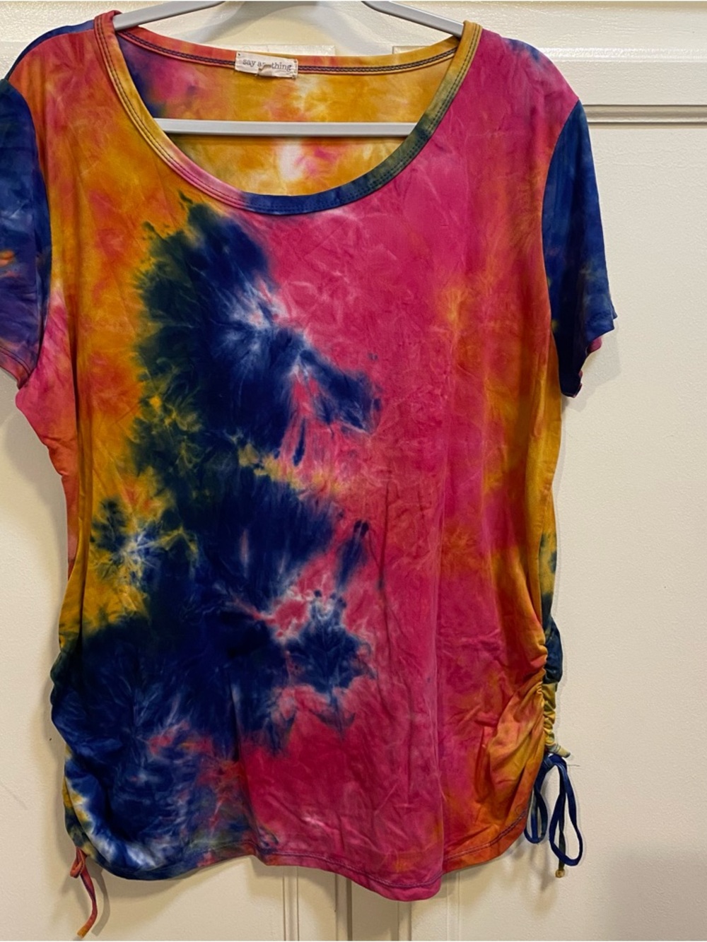 Tie-Dye Scoop Neck Short Sleeve Top - Multi